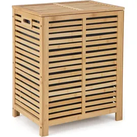 Costway Wäschekorb mit Deckel Groß, 80L Wäschesammler Bambus, Wäschebox mit Wäschesack herausnehmbar & waschbar, Wäschetruhe wäscheschrank für Bad, Schlafzimmer, Wohnzimmer