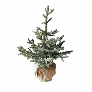 Loberon Deko-Baum Glenda, Weihnachtsbaum im Jutesack, Weihnachtsdeko, immergrün und pflegeleicht, Polyethylen, Zement, Jute, H/Ø ca. 70/46 cm, grün