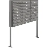 AL Briefkastensysteme 22er Premium Standbriefkasten Aluminiumgrau inkl. Zeitungsfach