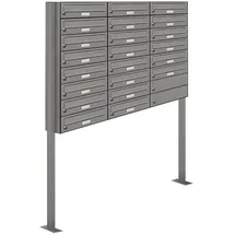 AL Briefkastensysteme 22er Premium Standbriefkasten Aluminiumgrau inkl. Zeitungsfach
