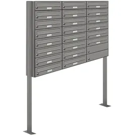 AL Briefkastensysteme 22er Premium Standbriefkasten Aluminiumgrau inkl. Zeitungsfach