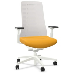 Interstuhl PUREis3 PU213 Bürostuhl | Netzrücken weiß | Sitz maisgelb | 4D-Armlehnen