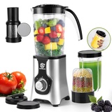 SUPERLEX Elektrischer Smoothie-Maker und Standmixer Set, Multifunktions-Standmixer zum Entsaften, Mahlen, Eiszerkleinern, Mixer mit Flaschendeckel für die Küche, tragbar, auf Reisen, BPA-frei