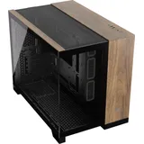 Corsair 2500X Small-Tower mATX-Doppelkammer-PC-Gehäuse – Gehärtetes Panoramaglas - Umgekehrte Verbindung Motherboard-Kompatibel – Keine Ventilatoren Inbegriffen – Schwarz/Walnussholz