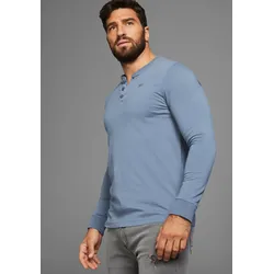 H.I.S Henleyshirt, mit Knopfleiste - NEUE KOLLEKTION, Gr. S (44/46), blau, , 70329158-S