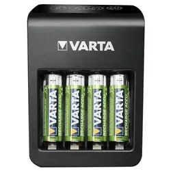 VARTA LCD Plug Charger+ Ladegerät, LCD-Anzeige, AA/AAA/9V NiMH, inkl. 4 Akkus