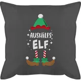 Kissen 50x50 - Weihnachtskissen Christmas Geschenke - Weihnachten Aushilfs-Elf - 50 x 50 cm - Grau - weihnachtsmotive aushilfe elf mit füllung weihnachtliche weihnachtself swiateczne aushilfs elfe