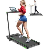 therun Laufband für Zuhause bis zu 12 km/h, 2-in-1 Laufband mit Großer Lauffläche und Touchscreen-LED Anzeige, ‎ Grün