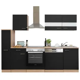 Respekta Merle 250 cm E-Geräte Glaskeramikkochfeld schwarz/eiche sägerau nachbildung