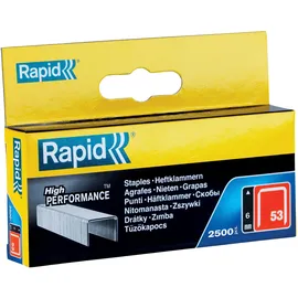 Rapid Tackerklammern Typ 53, 6 mm, Feindrahtklammern aus verzinktem Stahl, 2.500 Stück, für Holz, Stoffe und Textilien