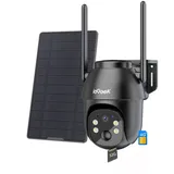 ieGeek Überwachungskamera 4G LTE Überwachungskamera Aussen Akku mit SIM Karte & 32GB Karte (Aussen, Außenbereich, Wald, Farm, Campingbus, Straße, 2K Kabellos Solar PTZ IP Kamera Outdoor Farb-Nachtsicht, 335°/90° Schwenkbar PIR Erkennung 2-Wege-Audio, IP66 Wasserdicht Ohne WLAN mit Alexa kompatibel) schwarz