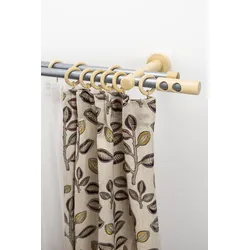 Gardinenstange GARESA "PANDORA", beige (mattchromfarben, natur), L:120cm Ø:20mm, Gardinenstangen, Vorhanggarnitur,Innenlaufgarnitur, verlängerbar, Knopf m.Ausschnitte