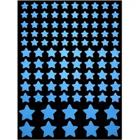 Leuchtsterne Selbstklebend, 100 pcs Leuchtpunkte Wandsticker Fluoreszierend Leuchtaufkleber, Wandtattoo Sterne, Sternenhimmel Aufkleber für Kinderzimmer Babyzimmer Deko(Blau)