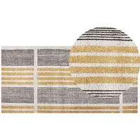 Beliani Teppich gelb / schwarz 80 x 150 cm Streifenmuster Kurzflor KATRA Beige