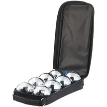 Pearl Boule- & Boccia-Spiel: 8 Metall-, 1 Holz-Kugel, Abstandsmesser, Tasche