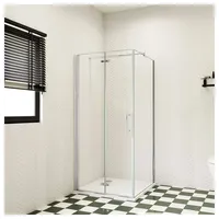 duschspa Eckdusche 185cm Nano Glas Duschkabine Scharniertür Duschtür Falttür + Seitenwand, BxT: 120x90 cm, Einscheibensicherheitsglas, Sicherheitsglas, Set, ebenerdige Montage möglich 120 cm x 90 cm