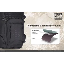Nitecore Rucksack MP30, schwarz - 48 cm x 27 cm x 17 cm - 30 Liter
