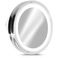 Navaris Kosmetikspiegel Vergrößerungsspiegel LED Beleuchtung Saugnapf - 5-fach Vergrößerung (1-St) silberfarben