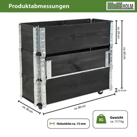 Trutzholm Hochbeet aus Holz 80 x 30 x 68 cm Schwarz