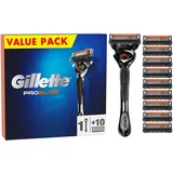 Gillette ProGlide Rasierer für Männer, 1 Gillette ProGlide Rasierer, 10 Ersatzklingen, entwickelt für eine gründliche Rasur, mit Gleitstreifen