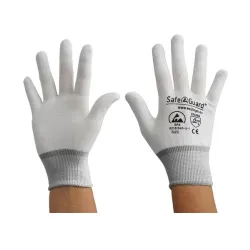 SafeGuard ESD Handschuh, ohne Beschichtung, silikonfrei DSWL36571 , 12 Paar, Größe 2XL, weiß/grau