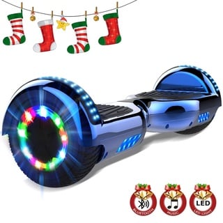 Hoverboard Self Balance Scooter 6,5" Elektroroller mit super coolen Lichtern und Bluetooth-Lautsprecher Kinder - Schwarz