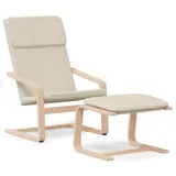 vidaXL Relaxsessel mit Hocker Creme Stoff