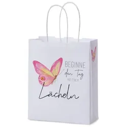 12 Stück LA VIDA Geschenktasche 991664, allgemein, Beginne den Tag mit einem Lächeln + Schmetterling, 180mm x 220mm 4027268274260 LA VIDA