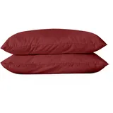 Bettwäsche Bio Renforce Stone-Washed 100% Baumwolle - Moderne Used-Look Leinen-Optik (rot, Kissenbezüge 2X 80x80)