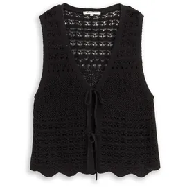 Tom Tailor Strickwesten mit Lochmuster Schwarz L