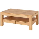 Wohnzimmertisch Kernbuche Massivholz 110x70 cm Couchtisch mit 2 Schubladen geölt