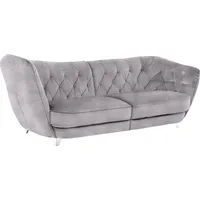 Big-Sofa LEONIQUE "Retro" Sofas Gr. B/H/T: 256cm x 85cm x 115cm, Chenille, Hohe Armlehne links, grau (argento)