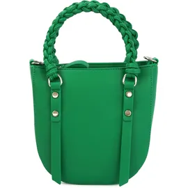 HARPA Schultertasche "HAYA", Damen, Gr. B/H/T: 19cm x 20cm x 19cm, grün, Lederimitat, unifarben, Taschen Schultertasche, in abgerundeter Form mit geflochtenem Henkel