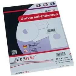 Büroring Etiketten, 70x41mm, 2100 Etiketten, weiß, für Laser-, Farblaser-, Inkjetdrucker, Kopierer, lösungsmittelfrei, Blattformat: DIN A4