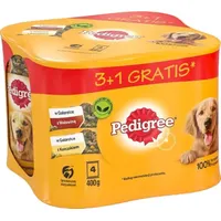 PEDIGREE Adult 3+1 PACK 4X400G - Hundenassfutter in Gelee MIT HÜHNCHEN, MIT RINDFLEISCH)