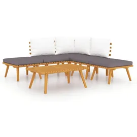 vidaXL Garten-Lounge-Set natur/grau-weiß
