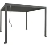 Alu Pergola HHG 094, Lamellen-Pavillon Terrassenüberdachung, stabiles 10cm-Metall-Gestell 3x3m anthrazit