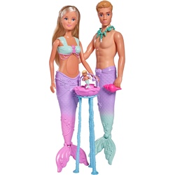 Anziehpuppe SIMBA "Steffi Love, Mermaid Family" Puppen bunt Kinder Altersempfehlung mit Kevin