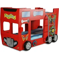 Rotes Kinderbett Feuerwehr Design Autobett großes Doppelstock Bett - Rot