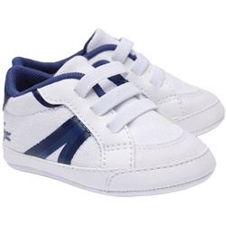LACOSTE Baby Schuhe - L004 Cub, Krabbelschuhe, Sneaker, Textil mit Kunstleder Weiß/Blau EUR 19