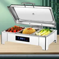 BOVDC Speisewärmer Buffetwärmer Elektrisch, 9L Chafing Dish Elektrisch Einstellbarer Temperatur, Edelstahl Wärmebehälter für Essen für Hotels, Buffet, Partys(B,1/3 Pan)