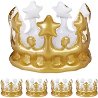 Relaxdays Aufblasbare Krone 5 St. Gold