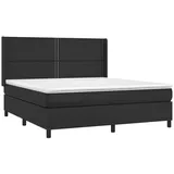 vidaXL Boxspringbett mit Matratze & LED Schwarz 180x200 cm Kunstleder