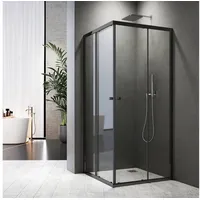 Boromal Eckdusche Duschkabine Schwarz 90x90 75x75 90x75 H:185 Eckeinstieg mit schiebetür, BxT: 80x80 cm, 5mm ESG, Duschwand Duschtür für Dusche, 100x100, 100x90cm, Aluminiumrahmen, Aluminiumprofile, Magnetdichtleisten schwarz 80 cm x 185 cm x 80 cm