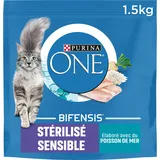 PURINA ONE Sterilisierte Katze, empfindlich, Fisch, 1,5 kg
