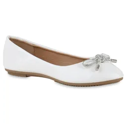 Damen Klassische Ballerinas in Weiss Lack