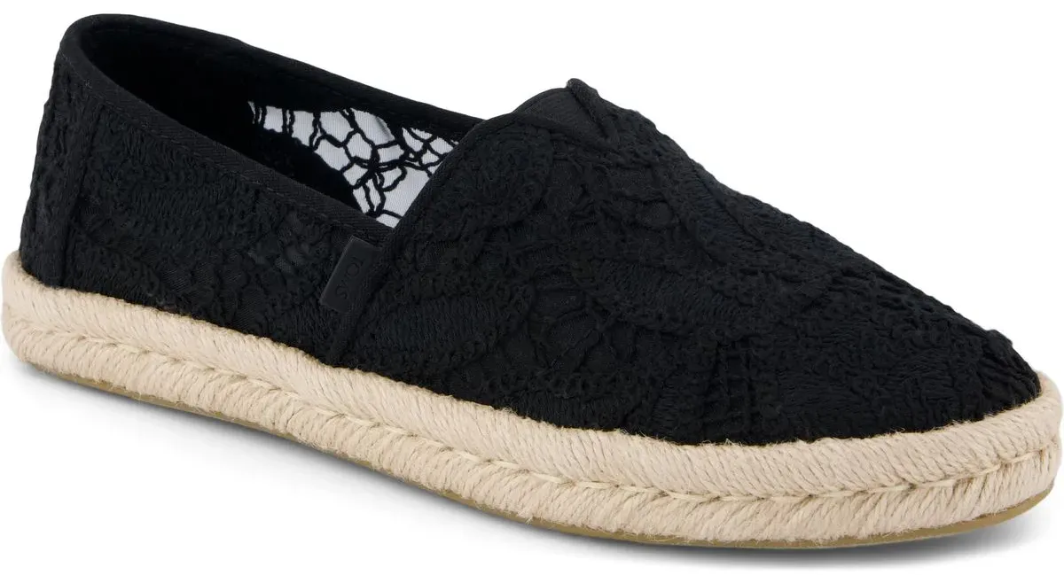 Toms Alpargata Rope 2.0 black floral crochet 38