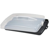 Xavax Kuchen Transportbox rechteckig (Kuchenbox für Blechkuchen, Kuchencontainer mit Deckel und Tragegriff, spülmaschinengeeigneter Kuchenbehälter), Anthrazit / Transparent