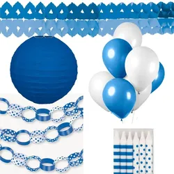 Blaue Partydeko Partyset Punkte weiß Kindergeburtstag Geburtstag