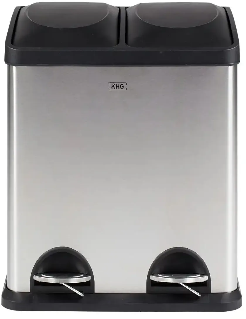 KHG Abfalleimer 2x15 l   , silber , Maße (cm): H: 48